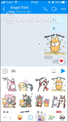 Gửi sticker Tết