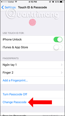 Thay đổi mật khẩu iPhone