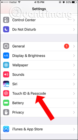 Settings trên iPhone/iPad