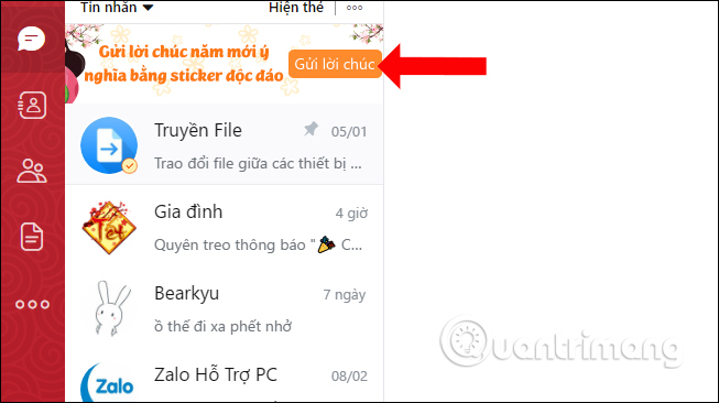 Gửi lời chúc Tết Zalo 
