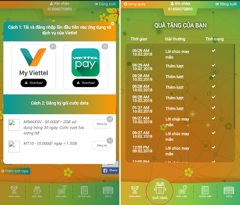 Mỗi ngày bạn sẽ được quay 3 lượt miễn phí 