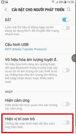 Hiện vị trí con trỏ