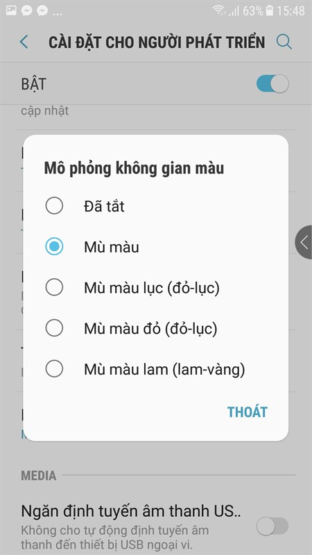 Cuối cùng mô phỏng không gian màu
