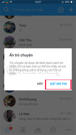 Chọn đặt mã pin.