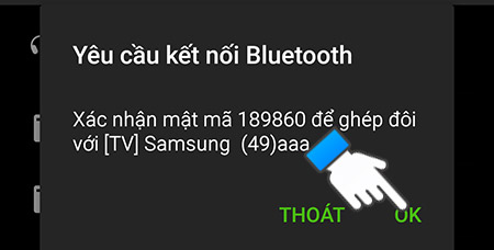 Khi có yêu cầu kết nối bluetooth trên điện thoại bạn chọn OK.