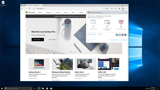 WebAdvisor - extension được phát hành cho Microsoft Edge