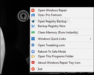 Danh sách tùy chọn Windows Repair