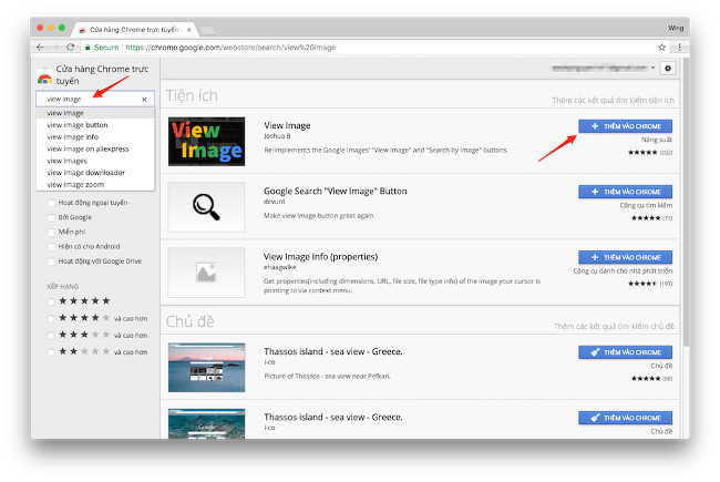  Cài đặt extension View Image từ Chrome Web Store