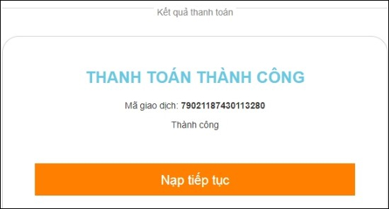 Thông báo hoàn thành giao dịch 