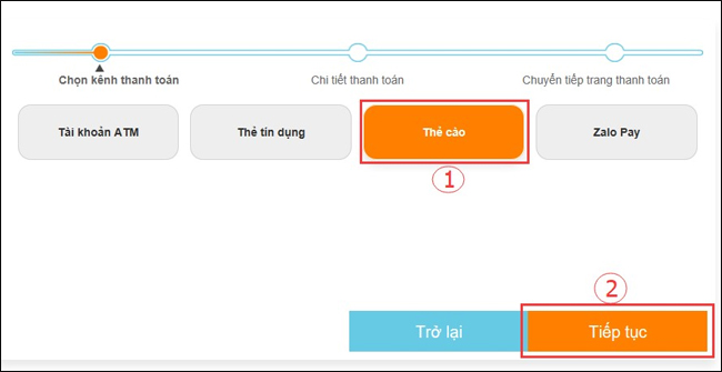 Thanh toán qua thẻ cào