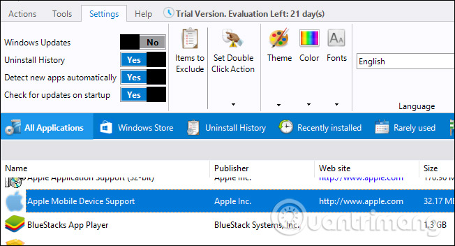 Tùy chỉnh Smarty Uninstaller