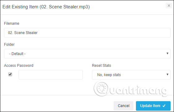 Tùy chỉnh thông tin dữ liệu