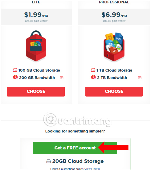 Gói lưu trữ miễn phí