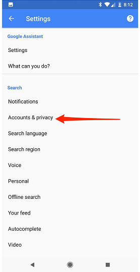 Chọn Tài khoản & Bảo mật