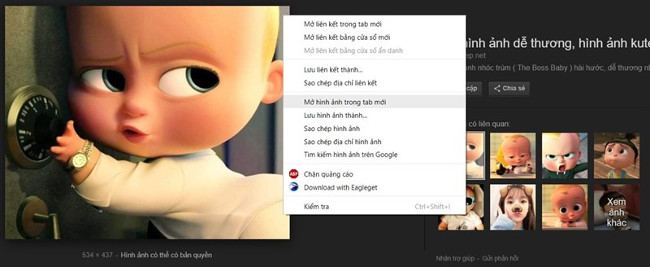 Mở hình ảnh trong tab mới