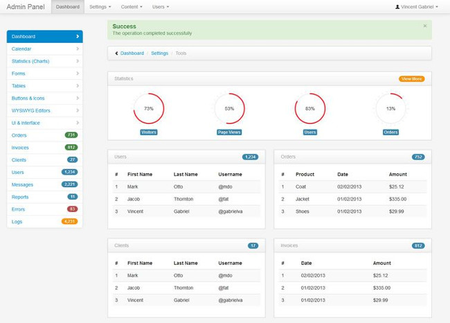 Bootstrap Admin Theme