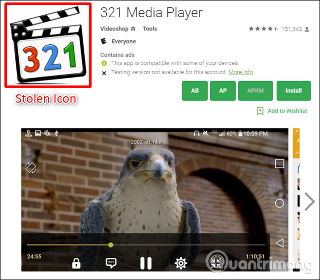 Ứng dụng VLC giả mạo