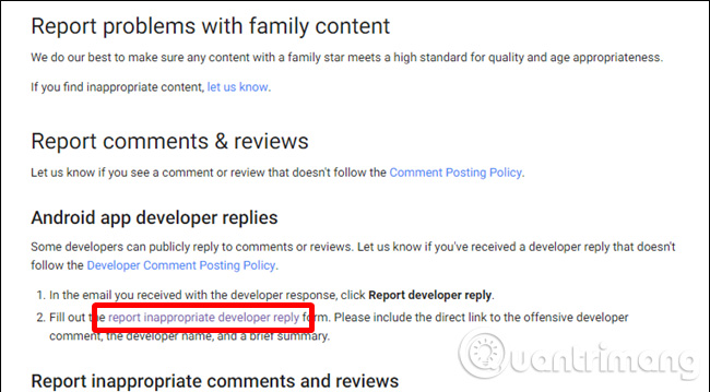 Điền vào mẫu để báo cáo