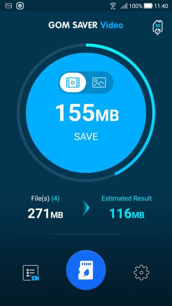 Tổng dung lượng file trước (Files) và dung lượng sau khi nén theo tính toán (Estimated Result)