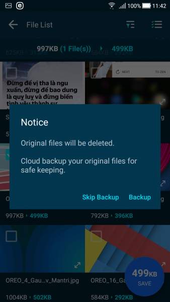 Lựa chọn sao lưu file gốc lên Google Drive