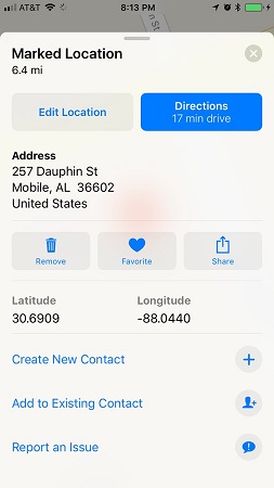 Địa điểm được đánh dấu trên iPhone chạy iOS 11