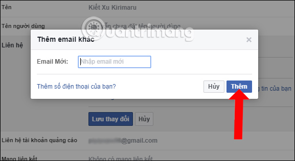 Nhập email mới