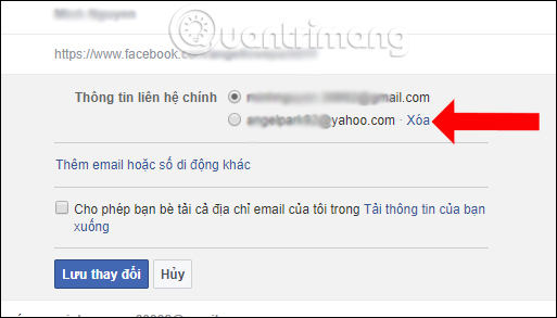 Xóa email cũ Facebook