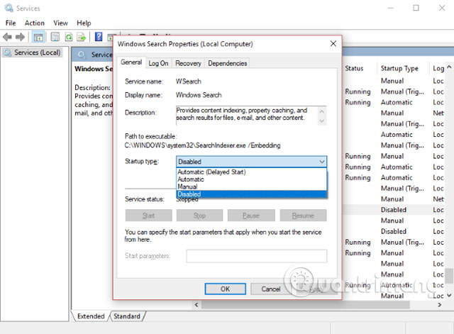 Vô hiệu hóa Windows Indexing