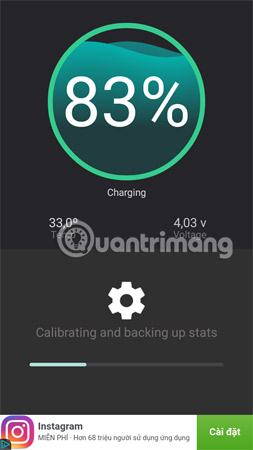 Hệ thống đang sao lưu thông tin các chỉ số trong cài đặt thiết bị.