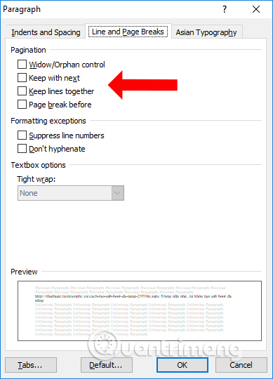 Bỏ thiết lập cho trang trên Word