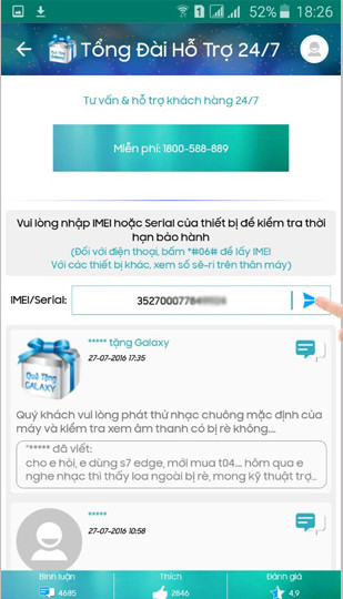 Điền mã iMei vào 