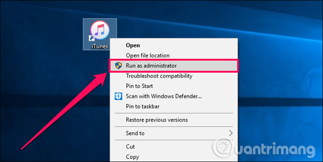 Chạy iTunes với tư cách admin