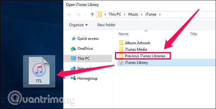 Di chuyển file iTunes Library sang màn hình máy tính