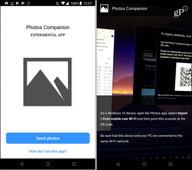 Chọn nút Send photos