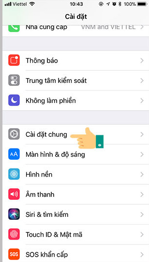 Chọn cài đặt chung 