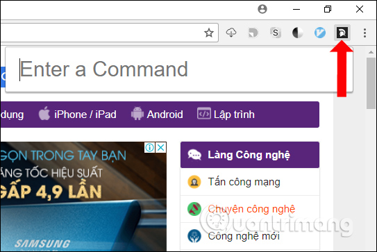 Thanh tìm kiếm lệnh