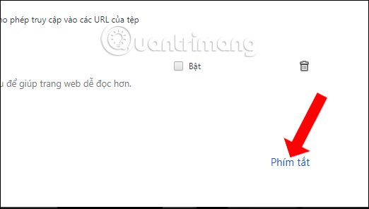Phím tắt cho tiện ích