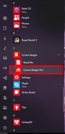 Khởi chạy chương trình từ Start