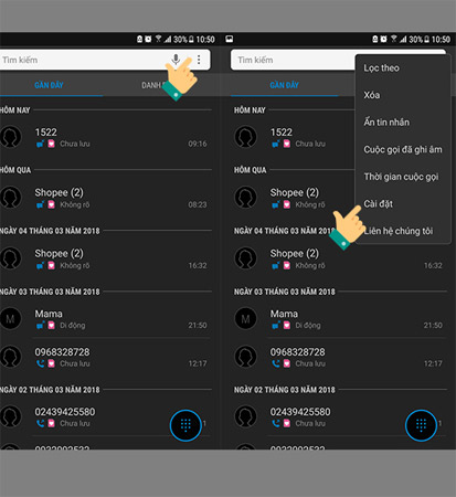 Chọn biểu tượng 3 chấm > Chọn Cài đặt.