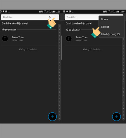Chọn biểu tượng 3 chấm > Cài đặt.
