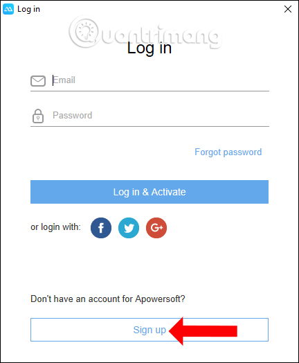 Đăng ký tài khoản ApowerMirror mới