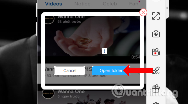 Mở thư mục lưu video