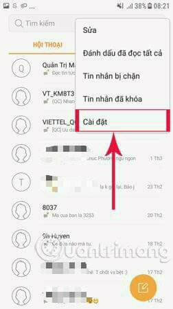 Chọn mục Cài đặt.