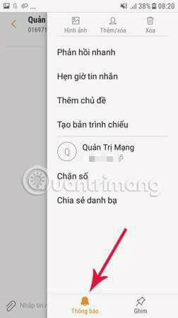 Nhấp vào biểu tượng 3 dấu gạch ngang và chọn Tắt thông báo.