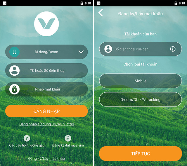 Đăng ký hoặc đăng nhập vào My Viettel 