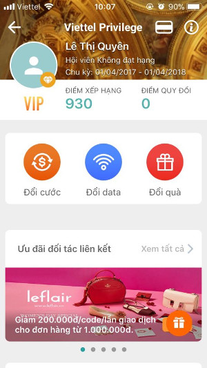 Tại đây bạn có thể đổi điểm 