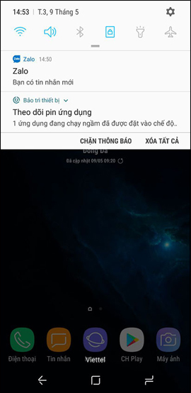 Vuốt thanh thông báo xuống