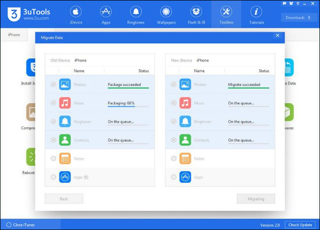 3uTools chuyển dữ liệu iPhone 