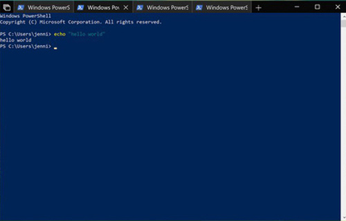 Tab trên Windows PowerShell