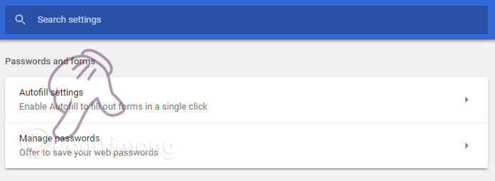 Chọn Manage passwords